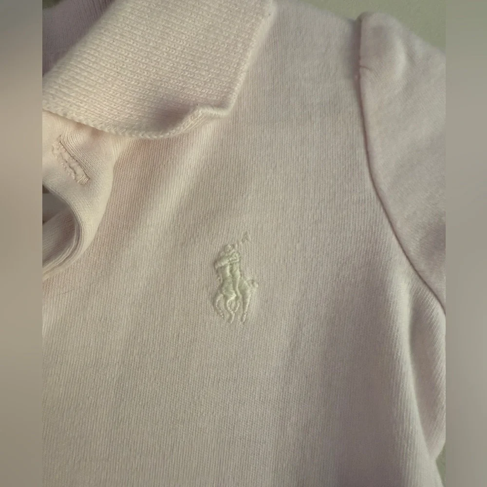 Ralph Lauren Baby Girls Long-Sleeve Polo Coverall, 6 mo, MSRP $40, delicate pink